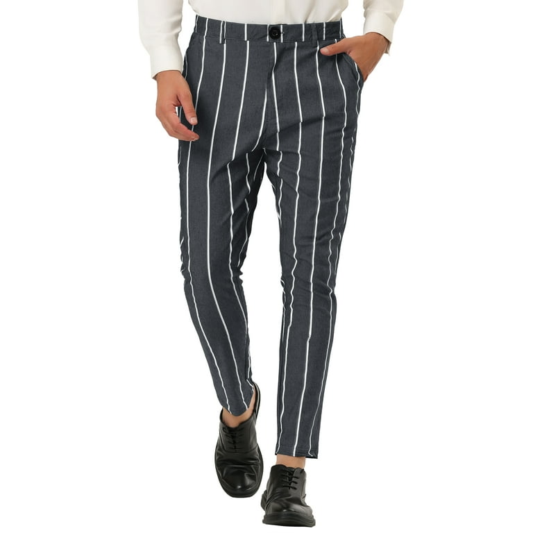 Lars Amadeus Men s Dress Stripe Pants Slim Fit Flat Front Business Trousers Walmart