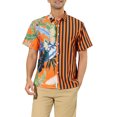thumbnail image 1 of Lars Amadeus Men's Floral Stripes Patchwork Button Down Summer Printed Shirts, 1 of 6