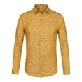 thumbnail image 1 of INSPIRE CHIC Men's Shirt Flower Palm Pattern Long Sleeve Button Down Hawaiian Shirt M Yellow, 1 of 7