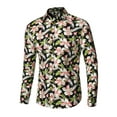 thumbnail image 1 of INSPIRE CHIC Men's Shirt Flower Palm Pattern Long Sleeve Button Down Hawaiian Shirt XL Black Green, 1 of 7