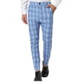 thumbnail image 1 of INSPIRE CHIC Men's Formal Color Block Slim Fit Flat Front Plaid Dress Pants, 1 of 6