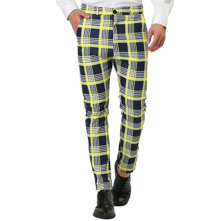 Yellow plaid dress pants new arrivals