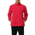 thumbnail image 1 of INSPIRE CHIC Men's Full Zip Stand Collar Polar Fleece Jacket Long Sleeve Red M, 1 of 5