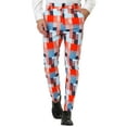 thumbnail image 1 of INSPIRE CHIC Men's Casual Geometric Printed Color Block Flat Front Dress Pants 38 Orange Blue, 1 of 7