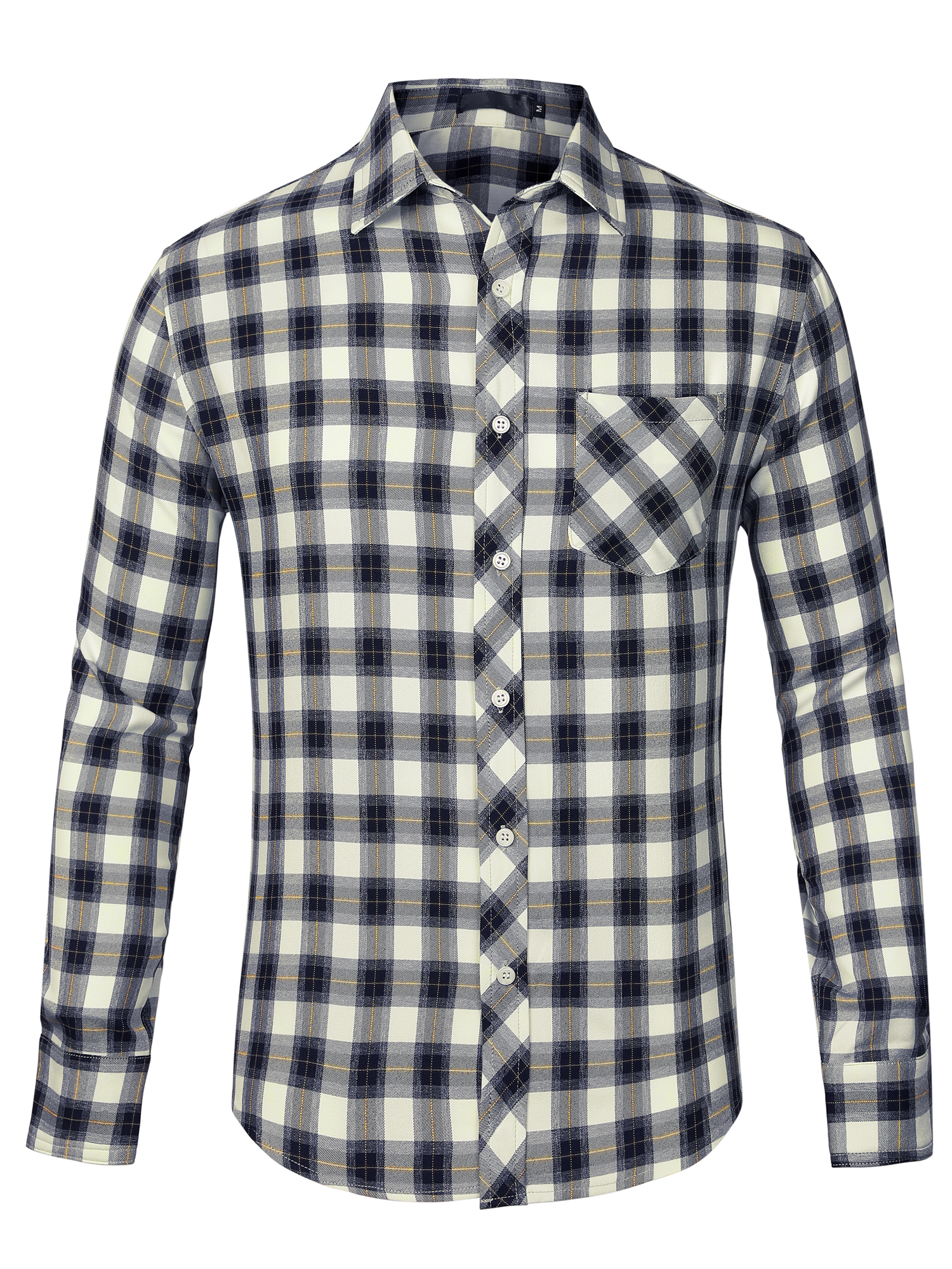 Lars Amadeus Men's Long Sleeve Button Down Casual Western Check Plaid Shirt