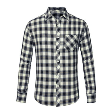 Lars Amadeus Men's Long Sleeve Button Down Casual Western Check Plaid Shirt