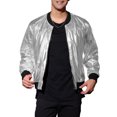 thumbnail image 1 of Lars Amadeus Men's Metallic Jacket Zip Up Disco Party Shiny Varsity Bomber Jacket, 1 of 6