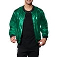 thumbnail image 1 of Lars Amadeus Men's Metallic Jacket Zip Up Disco Party Shiny Varsity Bomber Jacket, 1 of 6