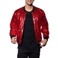 thumbnail image 1 of Lars Amadeus Men's Metallic Jacket Zip Up Disco Party Shiny Varsity Bomber Jacket, 1 of 6