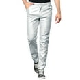 thumbnail image 1 of INSPIRE CHIC Halloween Men's Pants Faux Leather Slim Fit Zip-Fly Solid Pants 34 Silver, 1 of 7