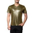 thumbnail image 1 of Lars Amadeus Men's Metallic Shiny Nightclub Short Sleeve Party Disco T-Shirt, 1 of 6