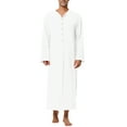 thumbnail image 1 of INSPIRE CHIC Men's Nightshirt Cotton Long Solid Color Button Closure 2 Pockets Nightshirt XL White, 1 of 6