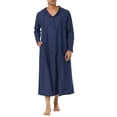 thumbnail image 1 of INSPIRE CHIC Men's Nightshirt Long Sleeves Hooded Loungewear Nightgown Pajamas L Navy Blue, 1 of 6