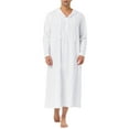 thumbnail image 1 of INSPIRE CHIC Men's Nightshirt Long Sleeves Hooded Loungewear Nightgown Pajamas M White, 1 of 6