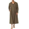 thumbnail image 1 of INSPIRE CHIC Men's Nightshirt Long Sleeves Hooded Loungewear Nightgown Pajamas XS Brown, 1 of 6