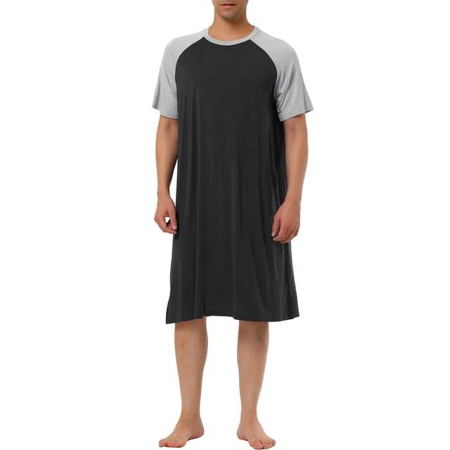 Lars Amadeus Men's Nightshirt - Long Sleeve Henley Sleep Shirt Nightgown