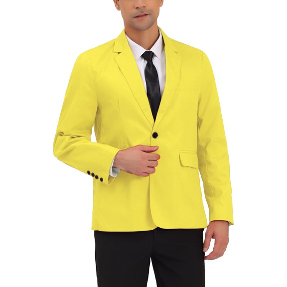 INSPIRE CHIC Men's Suit Jacket Notched Lapel Long Sleeve Single Vent Back One-Button Blazer 38 Yellow