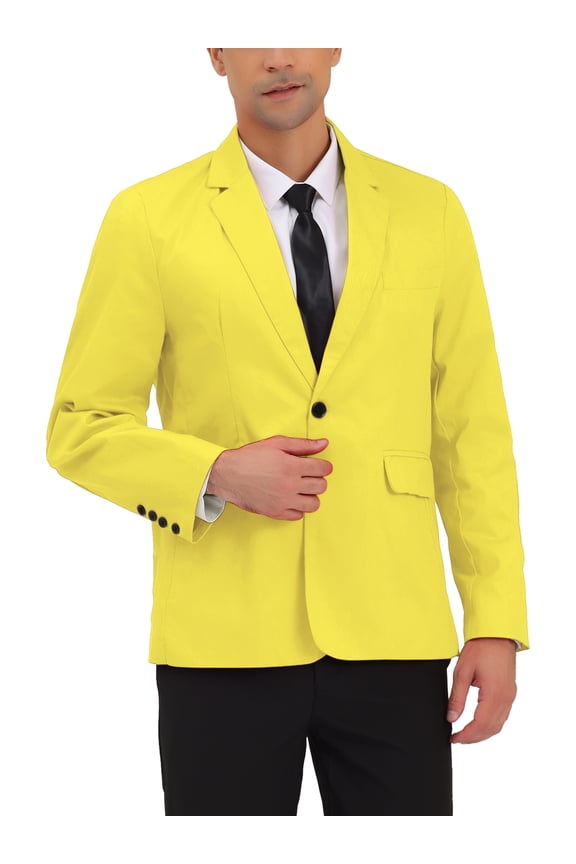 Men's Suit Jacket Notched Lapel Long Sleeve Single Vent Back One-Button Blazer 38 Yellow