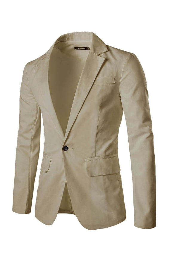 Men's Suit Jacket Notched Lapel Long Sleeve Single Vent Back One-Button Blazer 40 Beige