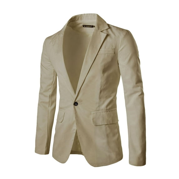 Lars Amadeus Men's Notched Lapel Long Sleeves Center-Vent Back One-Button Blazer