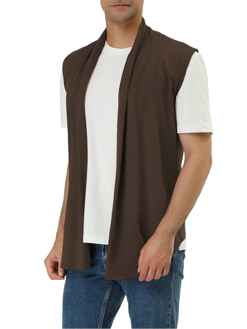 INSPIRE CHIC Men's Vest Open Front Asymetric Hem Sleeveless