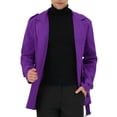 thumbnail image 1 of INSPIRE CHIC Men's Overcoat Double Breasted Notch Lapel Trench Coat with Belt, 1 of 6