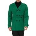 thumbnail image 1 of INSPIRE CHIC Men's Overcoat Slim Fit Double Breasted Notch Lapel Trench Coat with Belt Green L, 1 of 4