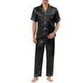 thumbnail image 1 of INSPIRE CHIC Men's Classic Satin Pajama Sets Short Sleeves Button Down Nightwear Sleepwears Loungewear S Black, 1 of 7