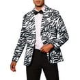 thumbnail image 1 of INSPIRE CHIC Men's Party Blazer Animal Print Notched Lapel Lightweight Suit Jacket 2XL Black White, 1 of 6