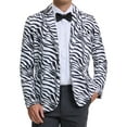 thumbnail image 1 of INSPIRE CHIC Men's Party Blazer Animal Print Notched Lapel Lightweight Suit Jacket L White and Black, 1 of 5