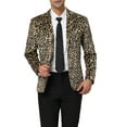 thumbnail image 1 of INSPIRE CHIC Men's Party Animal Leopard Print Blazer Notched Lapel Lightweight Sport Coat Suit Jacket S Yellow Leopard, 1 of 7