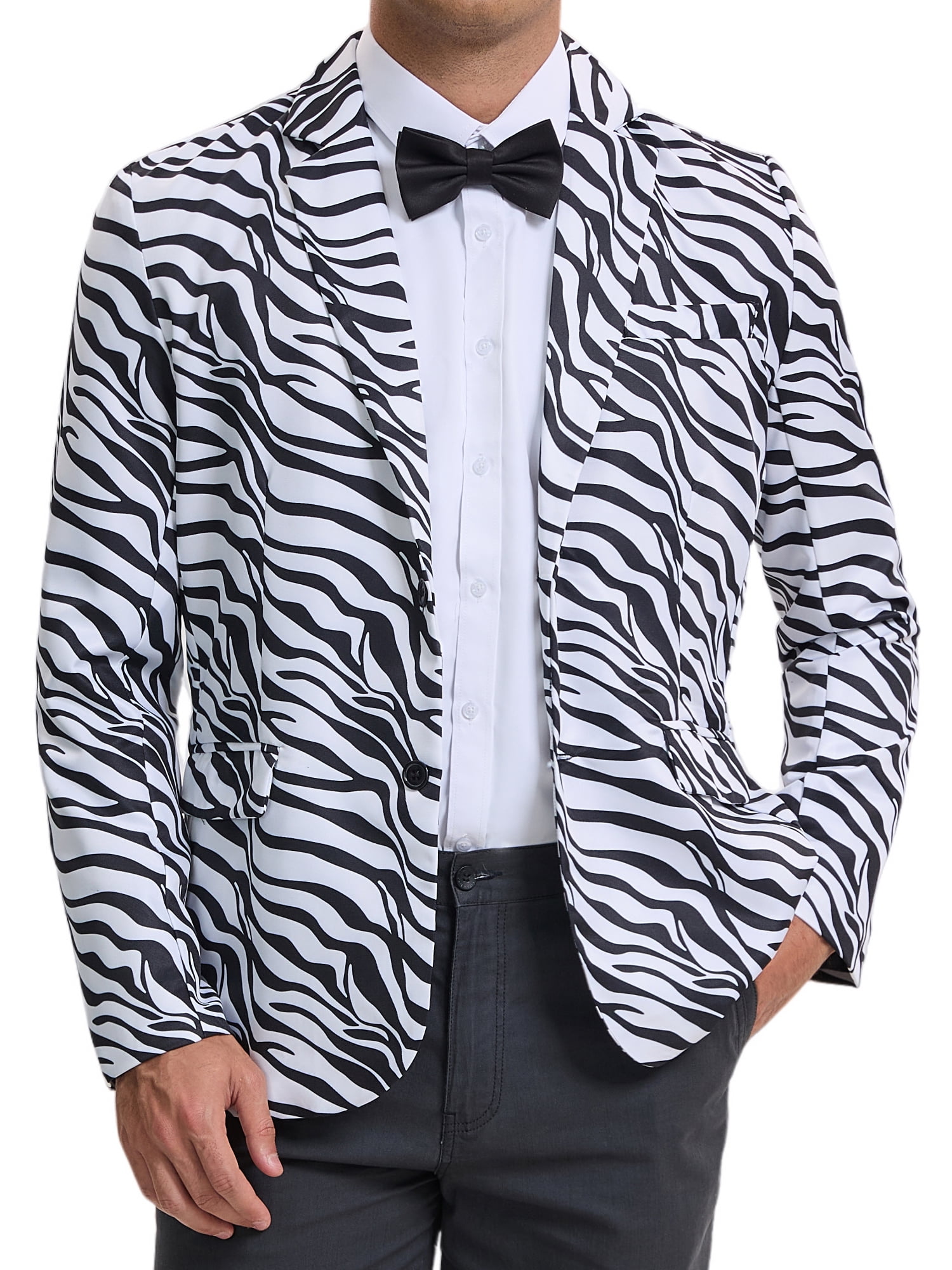 INSPIRE CHIC Men's Party Animal Leopard Print Blazer Notched Lapel