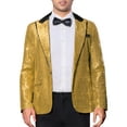 thumbnail image 1 of INSPIRE CHIC Men's Peak Lapel Disco Party Tuxedo Sequin Suit Jacket Metallic Sports Coat Blazer, 1 of 4