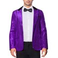 thumbnail image 1 of INSPIRE CHIC Men's Peak Lapel Disco Party Tuxedo Sequin Suit Jacket Metallic Sports Coat Blazer, 1 of 4