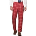 thumbnail image 1 of INSPIRE CHIC Men's Plaid Dress Pants Formal Business Checked Trousers 28 Burgundy, 1 of 6