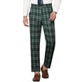 thumbnail image 1 of INSPIRE CHIC Men's Pants Plaid Mid-Waist Classic Business Checked Dress Pants 28 Dark and Green, 1 of 6