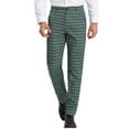 thumbnail image 1 of INSPIRE CHIC Men's Pants Plaid Mid-Waist Classic Business Checked Dress Pants 28 Dark Green White, 1 of 7