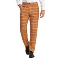 thumbnail image 1 of INSPIRE CHIC Men's Pants Plaid Mid-Waist Classic Business Checked Dress Pants 34 Orange White, 1 of 7