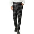 thumbnail image 1 of INSPIRE CHIC Men's Plaid Dress Pants Slim Fit Business Checked Trousers 40 Black, 1 of 6