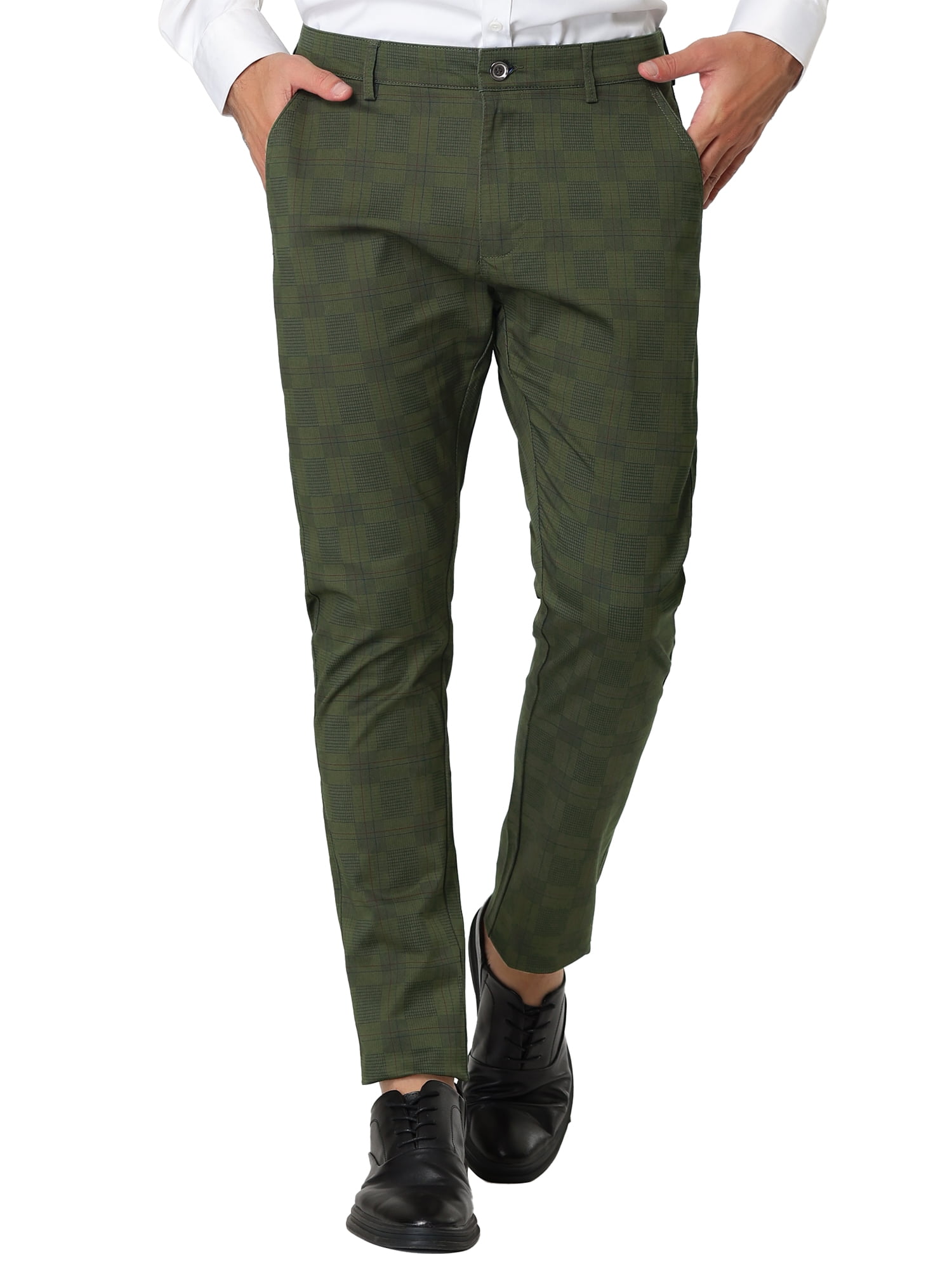 Mens Skinny Fit Pants - Glen Checker - Coffee Dress Pants main image 0