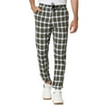thumbnail image 1 of INSPIRE CHIC Men's Plaid Pants Casual Slim Fit Drawstring Check Trousers Black Khaki 30, 1 of 6