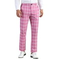 thumbnail image 1 of INSPIRE CHIC Men's Plaid Regular Fit Flat Front Classic Elastic Waist Suit Pants 36 Dark Pink, 1 of 7