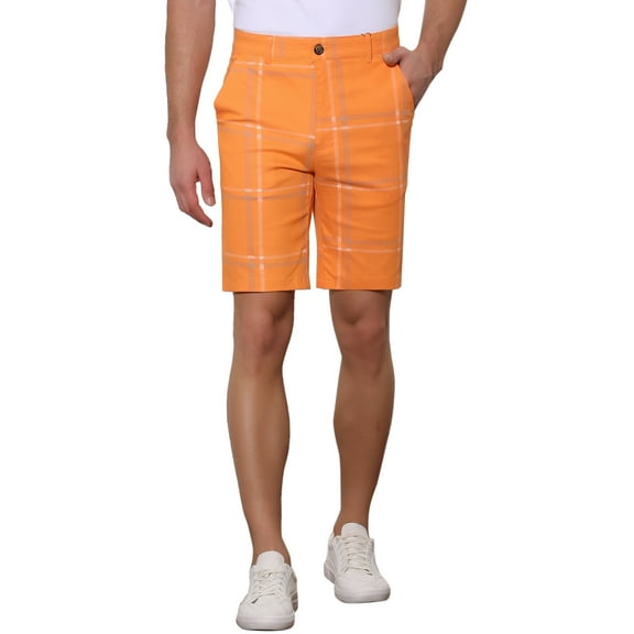 INSPIRE CHIC Men's Plaid Shorts Checked Regular Fit Flat Front Dress Shorts