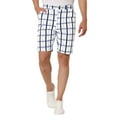 thumbnail image 1 of INSPIRE CHIC Men's Plaid Shorts Checked Regular Fit Flat Front Dress Shorts, 1 of 6