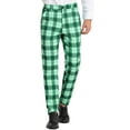 thumbnail image 1 of INSPIRE CHIC Men's Pants Plaid Flat Front Elastic Waist Button Pants 34 Light Green, 1 of 7