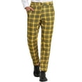 thumbnail image 1 of INSPIRE CHIC Men's Pants Plaid Flat Front Elastic Waist Button Pants 38 Yellow, 1 of 7
