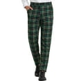 thumbnail image 1 of INSPIRE CHIC Men's Pants Plaid Flat Front Elastic Waist Button Pants 36 Navy Green, 1 of 7