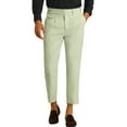 thumbnail image 1 of INSPIRE CHIC Men's Pleated Front Slim Fit Solid Business Cropped Dress Pants 30 Light Green, 1 of 6