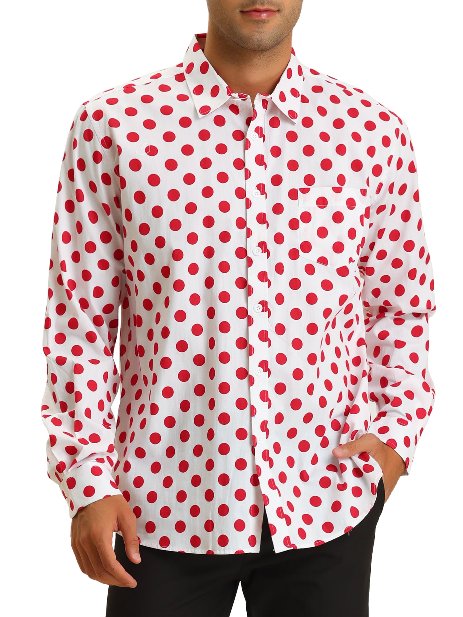 Lars Amadeus Men's Polka Dots Dress Shirts Button Down Long Sleeves Shirt