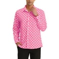 thumbnail image 1 of INSPIRE CHIC Men's Polka Dots Print Dress Shirt Button Down Long Sleeves Casual Shirts 2XL Pink, 1 of 7